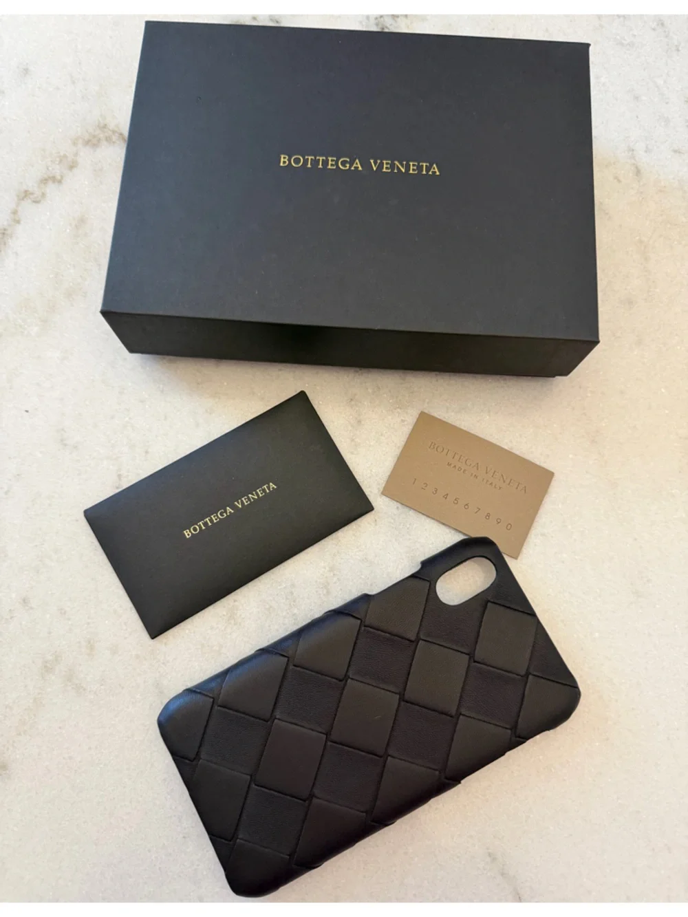 Bottega Veneta brown/Black Intrecciato Leather IPHONE XS Phone Case